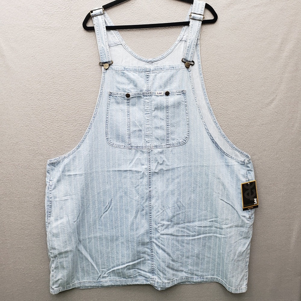 Vintage LEE Overall Dress Light Blue Stripe Cottagecore Granola Girl Utility 3X